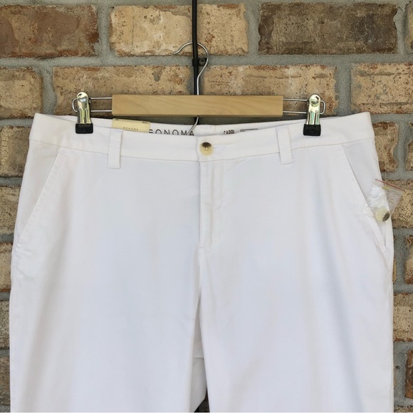 Sonoma Life + Style Cotton Blend Mid Rise Capri Stretch White Pants 12 - Picture 3 of 10